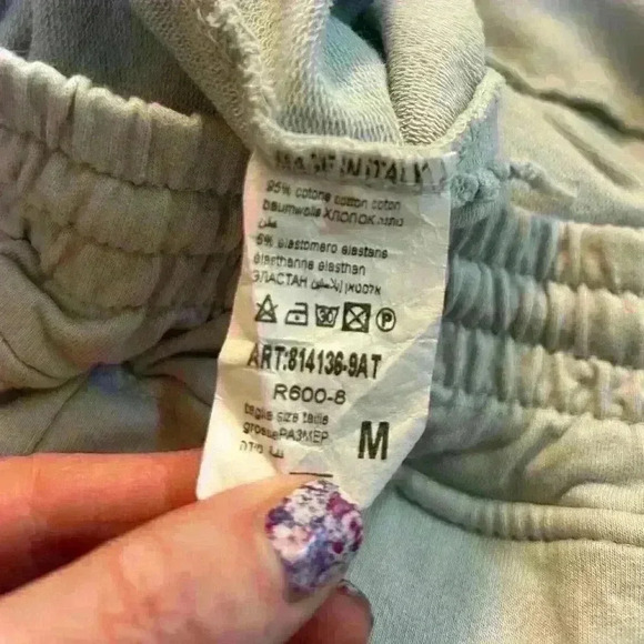 MADE IN ITALY Relaxed Fit Drawstring Elastic Waist Cotton Blue Pants Women S - Picture 7 of 8